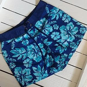 118 Iguana Sportswear  Blue and Teal Beach Shorts Sz S